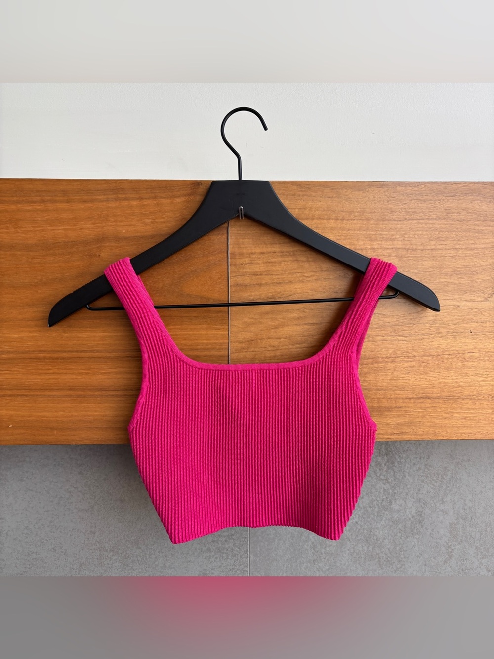 BABATON SCULPT KNIT SQUARENECK CROPPED TANK TOP, SIZE XS